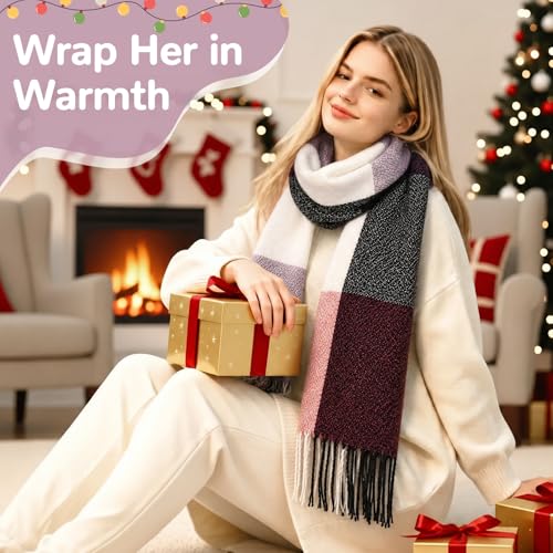 Image of Loritta Winter Scarf for Women, Long Plaid Shawl Wraps Scarves Gifts