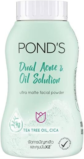 POND’S Dual Acne & Oil Solution Ultra Matte Facial Powder 50 gm (Tea Tree Oil, CICA)