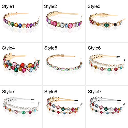 OMICE Faixa de cabelo estilo barroco elegante de luxo estilo pérola pedra cristal envoltório de cabe