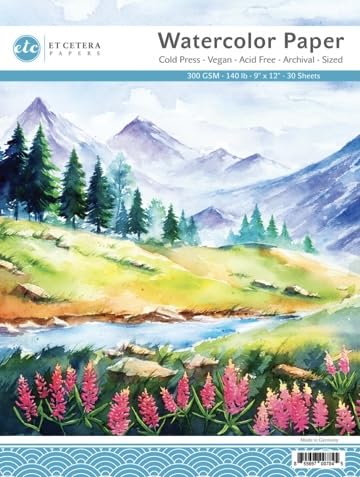 Artist Watercolor Paper Pad, Cold Press Watercolor Paper – 30 Sheets (300GSM, 9x12) Paper for Watercolor Painting - for Adults and Students