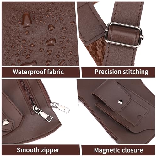 Sinbana Double Shoulder Armpit Bag, Leather Hidden Underarm Strap Wallet Adjustable Anti Pickpocket Accessory with Dual Pouches for Men & Women(Dark Brown) by Sinbana - Image 3
