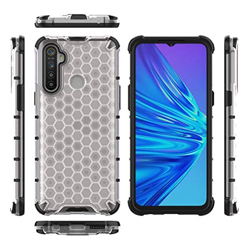 Image of Glasgow | for Realme 5 Pro Honeycomb Pattern Back Case Cover for Realme 5 Pro with 4 Bumper Corners and Military Grade Protection - Transparent