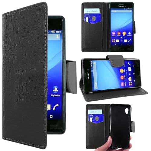ebestStar - Coque Compatible avec Sony Xperia M4 Aqua, M4 Aqua Dual Etui PU Cuir Housse Portefeuille Porte-Cartes Support Stand, Noir [Appareil: 145.5 x 72.6 x...