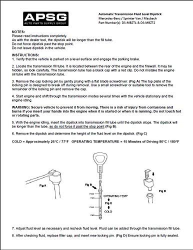 Transmission Fluid Dipstick Tool | For Select Mercedes Benz, Vehicles | W/Instructions + Free Cap + Free Pin + Seal 722.6 Transmissions – Replaces Oem 140589152100/917-321 #TOP4