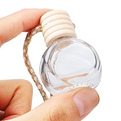 Car Aromatherapy Essential Oil Diffuser Bottle,10 Pack Car Air Freshener Bottle Empty Hanging Perfume Bottle Fragrance Decor Accessories Auto Window Ornament (Round) #TOP3