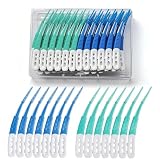 Scovolini Dentali,84pcs Forma Curva Scovolino Denti Scovolini interdentali pazzolini Scovolini Silicone,Strumento per Pulizia Orale di Denti, Gengive e Residui Cibo con Scatola(Blu,Verde)