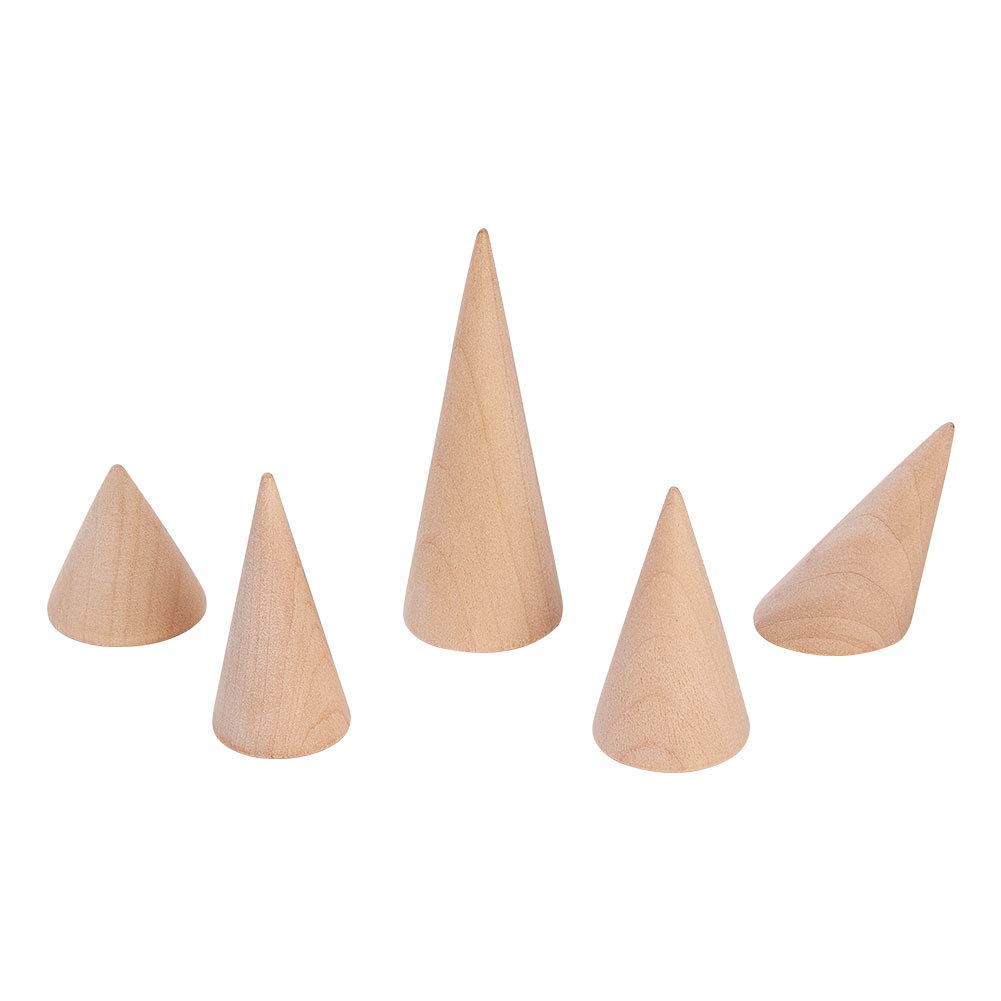 Set Di 10 Supporti Per Anelli In Legno Conici – 5 Dimensioni, Per Esposizione Gioielli, Fiere E Vetrine