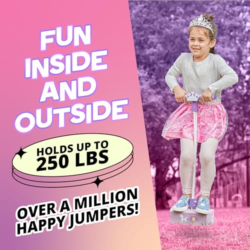 Image of Flybar My First Foam Pogo Jumper for Kids Fun and Safe Pogo Stick for Toddlers, Durable Foam and Bungee Jumper for Ages 3 and up, Supports up to 250lbs (Pink Princess), Large