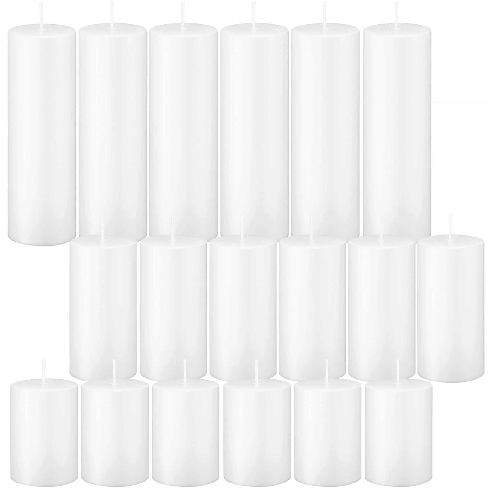 Photo 1 of Trxvxo Pillar Candles Set - 18 Pcs White, 2"x3"/4"/6"