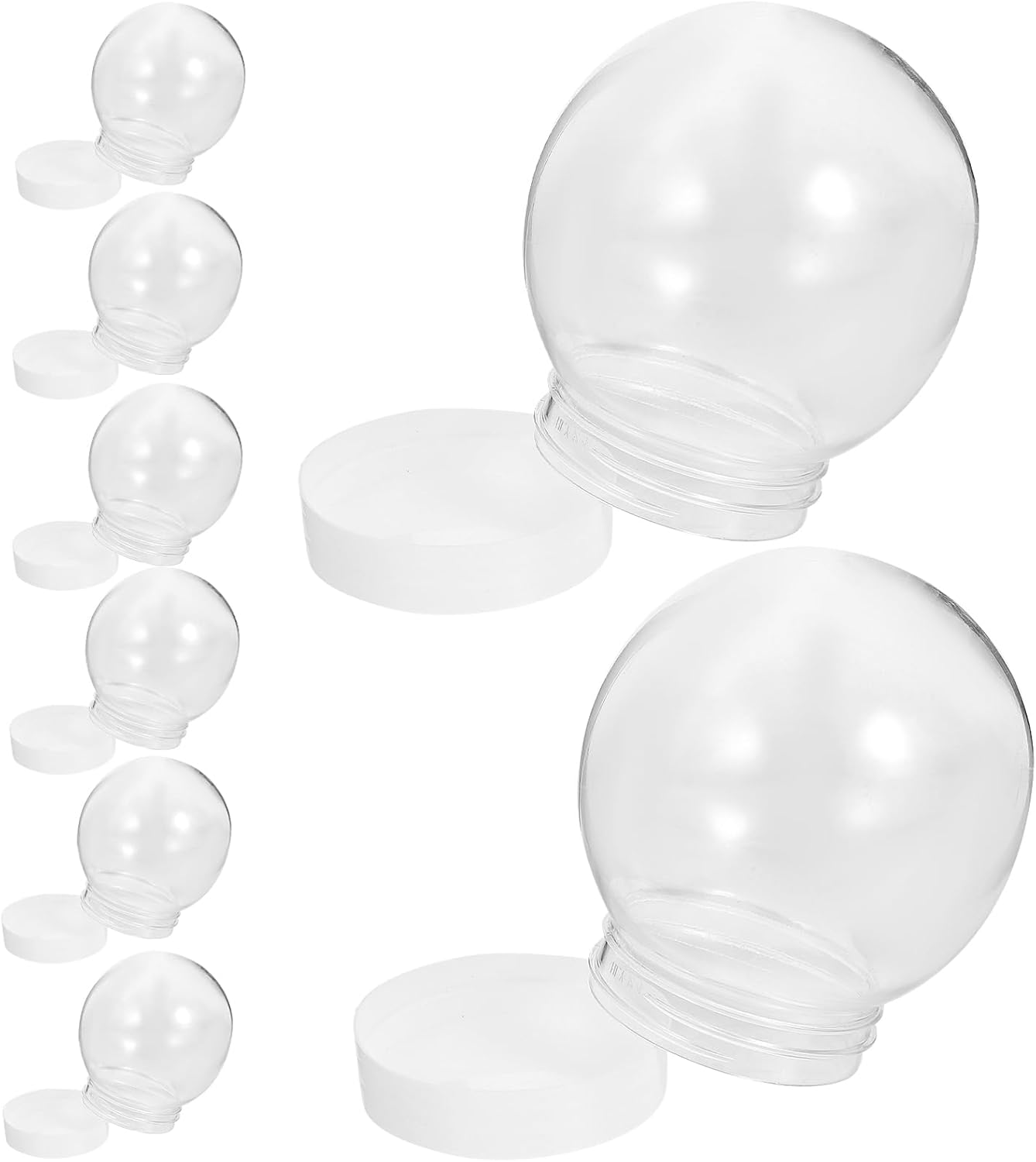 Ciieeo 10pcs Clear Plastic Snow Globes for Christmas Crafts Fillable Water Globes Caps for Creative Decorations for Family and Friends Projects