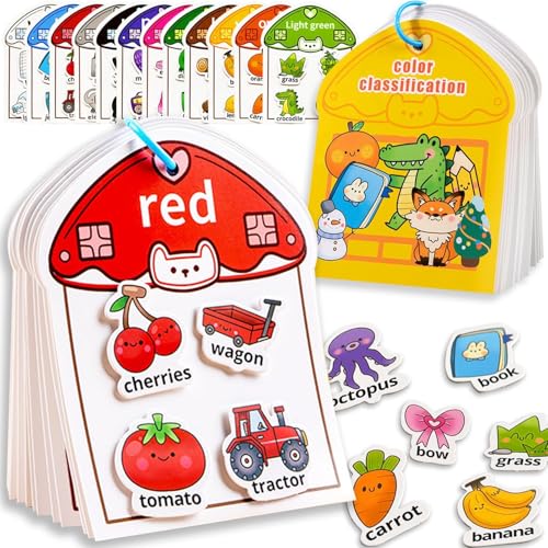 Image of Color Sorting Game Montessori STEM Sensory Training Early Educational Preschool Learning Activity Toy Gift for Toddlers Kids Ages 2 3 4 5 (Color Classification Book)
