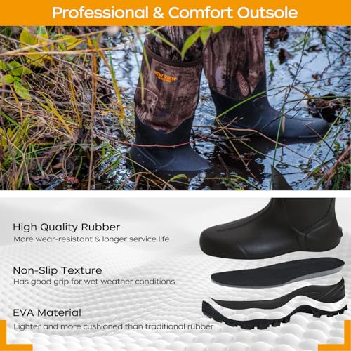 NEW VIEW Insulated Hunting Boots for Men Cold Weather, 6mm Neoprene Rubber Boots for Winter, Camo Durable Waterproof Mud Boot for Deer, Duck, Bird Hunting4