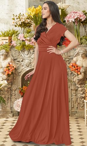 Image of KOH KOH Womens Sexy Cap Short Sleeve V-Neck Flowy Cocktail Gown