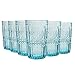 Produktbild Bormioli Rocco Romantische Highball Gläser Set - Vintage italienische Cut Glas Cocktail Tumblers - 475ml - Blau - Packung mit 6
