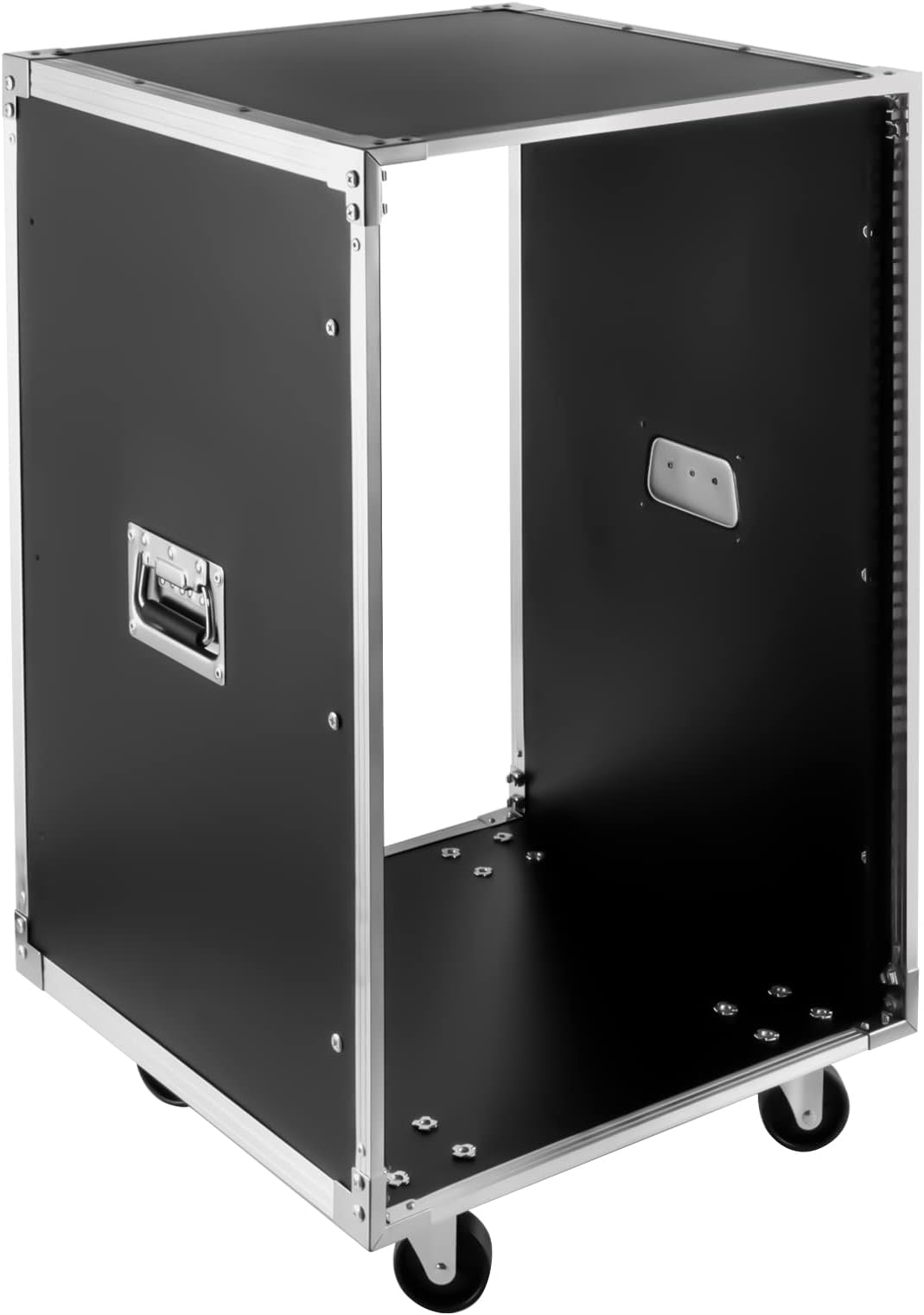 16u Av Rack Case with Wheels, Metal Studio Rack Cabinet with Built-in Handles,Wheel Claw Nails Locking Swivel Caster Wheels, Telecom, Equipment Rack for Indoor Use in Ktv Rooms, Conference Rooms