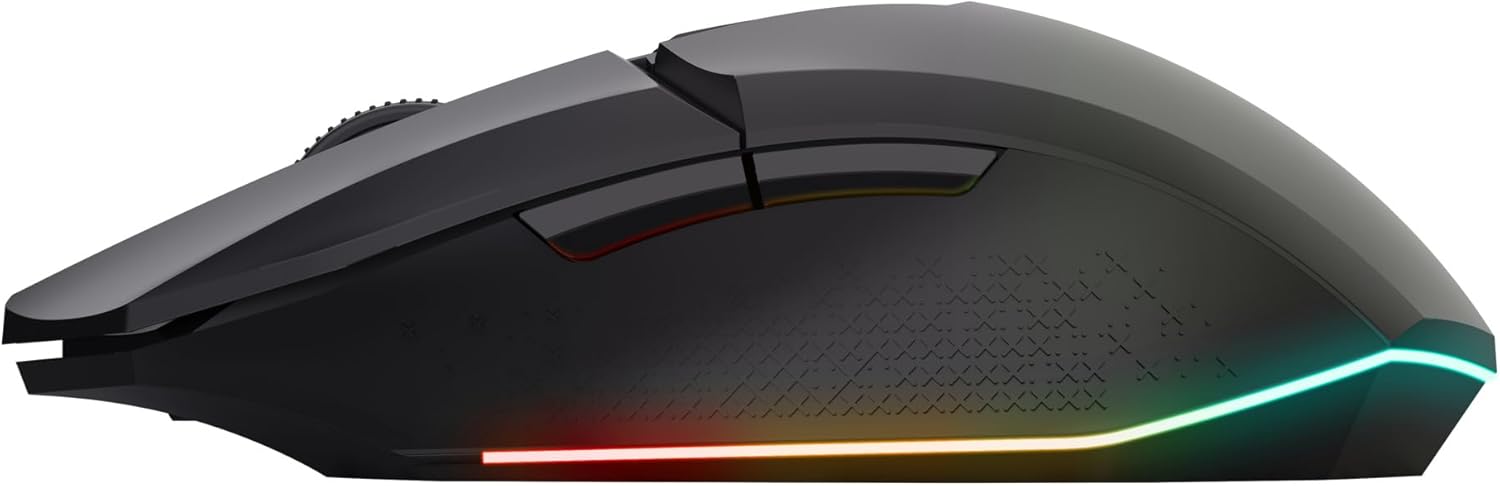 GXTrust 1794 Pack Teclado Gaming QWERTY Español con Ratón y Alfombrilla, Combo LED 3 en 1, Ratón Inalámbrico Recargable para Gamer 80h de Autonomía, Teclado TKL USB para PC, Negro 12