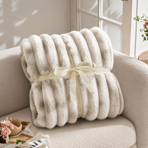 Image of Cortina Embossed Fur Blanket Single Size -Embossed Soft and Warm Decorative Fuzzy Blankets - Cozy, Fluffy, Plush Lightweight Throw Blankets for Couch, Bed, Sofa(Grey, 150x200 CMs)