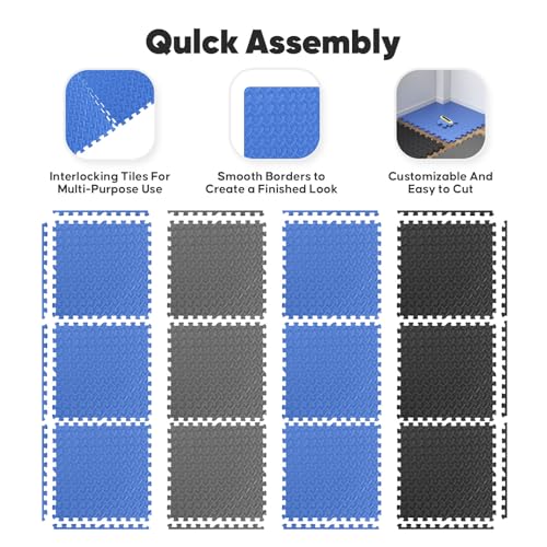 image for Nazhura Home Gym Mat, Puzzle Exercise Mat, EVA Interlocking Foam Floor