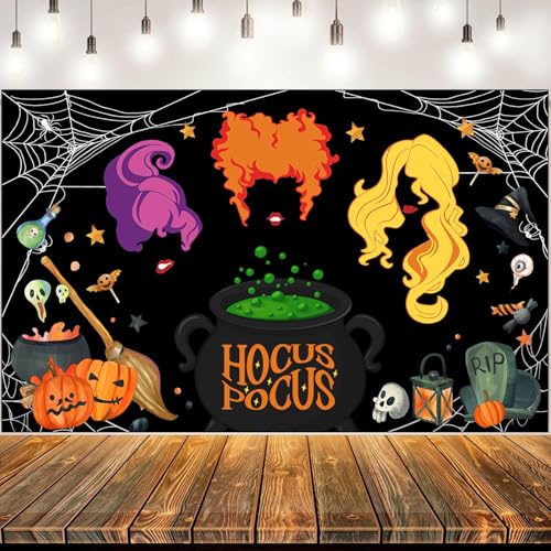 NEZFOR Hocus Pocus Halloween Party Backdrop Banner 44x72 Inches