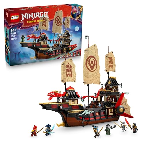 NINJAGO Il Bounty del Tempio - Barca Giocattolo Interattiva con Vele Mobili e 6 Minifigure tra cui Cole Zane e Nya - Regalo per Bambini da 14 Anni in su Fan di La Rivolta dei Draghi - 71848