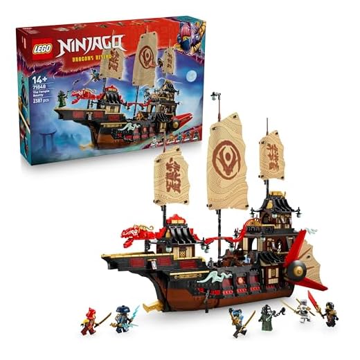 LEGO NINJAGO The Temple Bounty - Interactive Boat Toy with Movable Sails, plus 6 Minifigures Incl. Cole Zane & Nya - Gift for 14+ Boys & Teenage Dragons Rising Fans - 71848