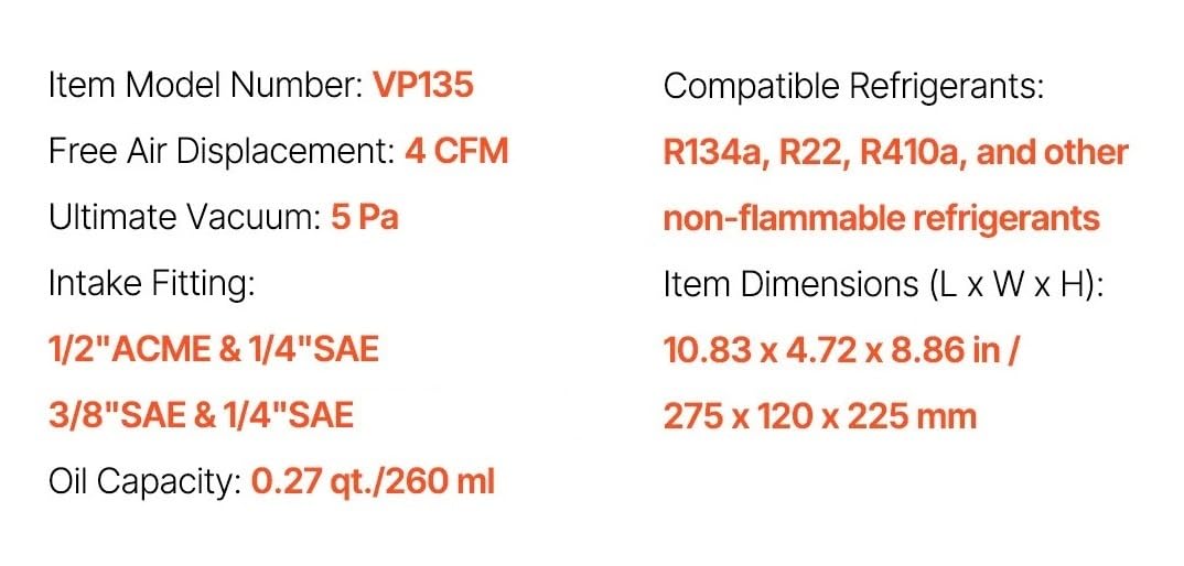 Vakuumpumpe, zweistufige oder einstufige Drehschieber-Vakuumpumpe | R134a R22 R410a Wartung der Systemklimaanlage(4CFM 1-3HP 1 Stage)