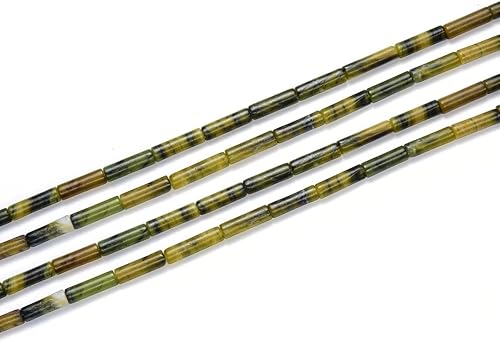 Miniatura 4 de 1 hebra de piedra preciosa curativa de jade verde natural de 0.512 in x 0.157 in, cuentas de tubo cilíndrico, espaciador de piedra preciosa (27-28