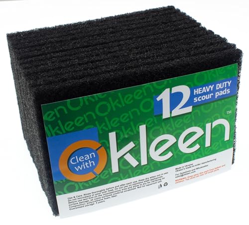 Image of Delicate Scour Pads. Made in Europe. 12 Pack, 4 x 6 Inch Odorless General Purposes Scouring Scrubbers for Cleaning Dishes, Cutlery, Kitchen, Household & Outdoor Things (Black)