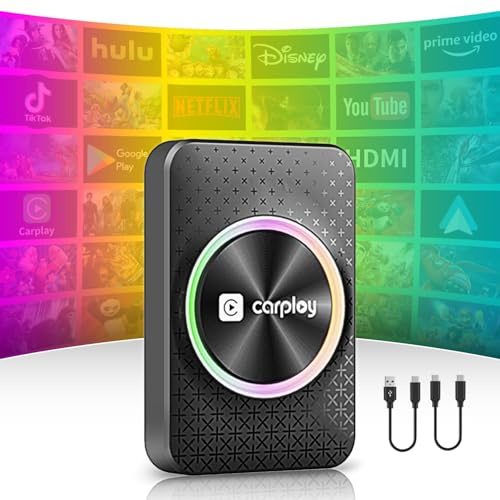 Wireless CarPlay Adapter Magic Box,Streams Netflix YouTube TikTok HDMI Output Dual-Band WiFi 4K Video Support Compatible with OEM Wired CarPlay & Android Auto (4GB RAM+32GB ROM)