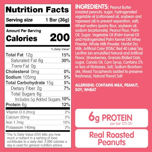 Image of SKIPPY P.B. & Jelly Wafer Bars, Strawberry Jelly Flavor, Real Fruit & Oats, 6 Individually Wrapped Bars (7.8 oz)