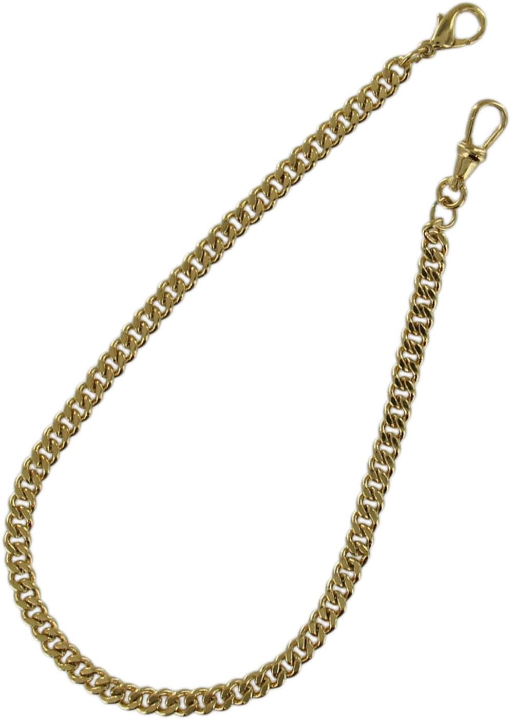 Gold Tone Pocket Watch Chain 11" Swivel Clasp Lobster Claw Fashion Necklaces Trendy Accessories Stylish Additions Chic Details