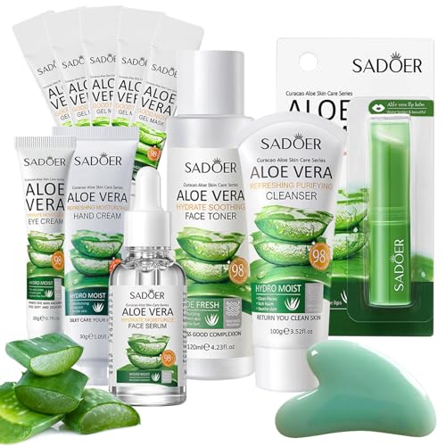 12PCS Skin Care Gift Sets for Teenage Girls Aloe Vera Skincare for Women Simple Pamper Face Care Kit for Teen