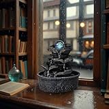 Zen'Light - Zimmerbrunnen Little Rock - Naturwasserfall mit Steineffekt und farbigem LED-Licht - Zen Tischdekoration Ideal für Meditation und Entspannung - Feng-Shui-Objekt Glück - H 23cm