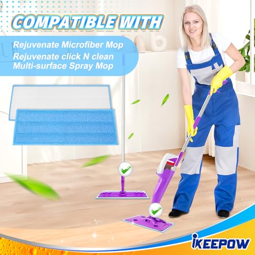 Image of 6 Pack Reusable Microfiber Mop Pad Compatible with Rejuvenate Microfiber Restorer Pad, Lint-Free Fit for Rejuvenate Floor Cleaner Machine Professional Washable Mop Pads All Floors