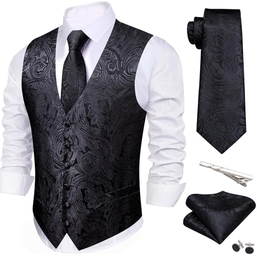 Barry.Wang Men's Suit Vest and Tie Set