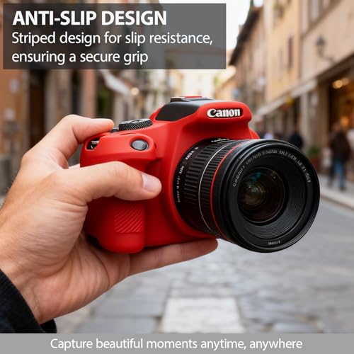 Image of Case for Canon EOS Rebel T7 Rebel T6 Camera, Soft Silicone Rubber Protective Camera Case Cover Accessories, Lightweight, Anti-Scratch with Button Marking for EOS Rebel T7 T6 (Red)