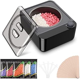 Waxing Kit Includes Wax Machine Wax Pot 5 Packs of Hard Wax Bean 20 Small Wooden Waxing Spatulas Professional Wax Kit for Men & Women Body Hair Removal Rapid