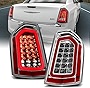 AmeriLite Chrome [Full LED] Sequential Signal Replacement Crystal Red Tube Tail Lights Lamp for 2011-2014 Chrysler 300 - Passenger and Driver Side