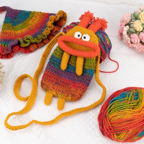 JelyArt 100 Gramm Wolle Regenbogen Garn Farbverlaufsgarn 8-fädig Weiches Baumwoll-Mischgarn, Pillingfrei Mehrfarbig Multicolor Strickwolle Häkelwolle zum Stricken und Häkeln von Schals, Mützen, Decken