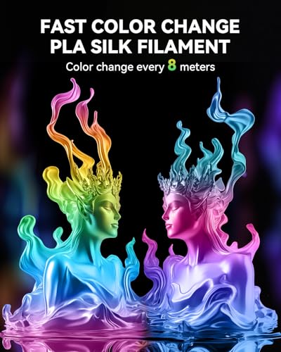 SUNLU Silk Rainbow PLA PLUS Filament, Schneller Farbwechsel alle 8 Meter, Mehrfarbiges Silk PLA+ 3D Druckerfilament, Gesamtlänge 330 Meter, 1KG Spule, Silk Rainbow Filament(Flieder-Violett)