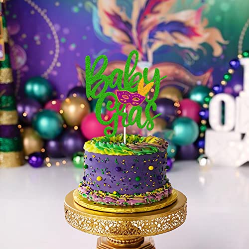 Baby Gras Cake Topper Mardi Gras Baby Shower Cake Decoration Carnival Fat Tuesday New Orleans Masquerade Fleur De Lis Theme Gender Reveal Baby Shower Party Decor #TOP6
