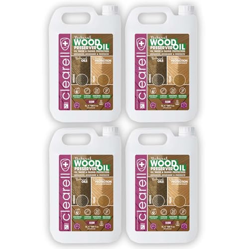 Clearell 20L | Wood Preserver Oil | Clear Water UV Mould Protection for All Outdoor Wood - Natural Oil Sealer & Preserver for All Cedar Decking Fences Sheds & Furniture - 20 litres