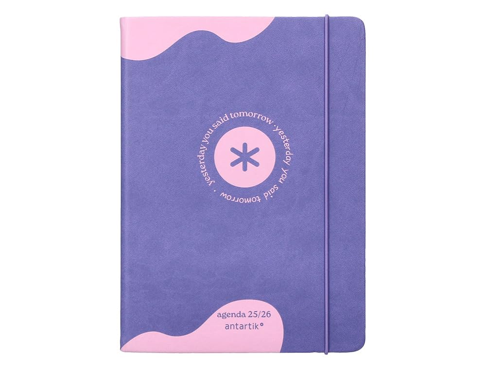 Anartik 25-26 bound school diary go! Simil purple leather week view a5 bilingual FSC paper 80 g.