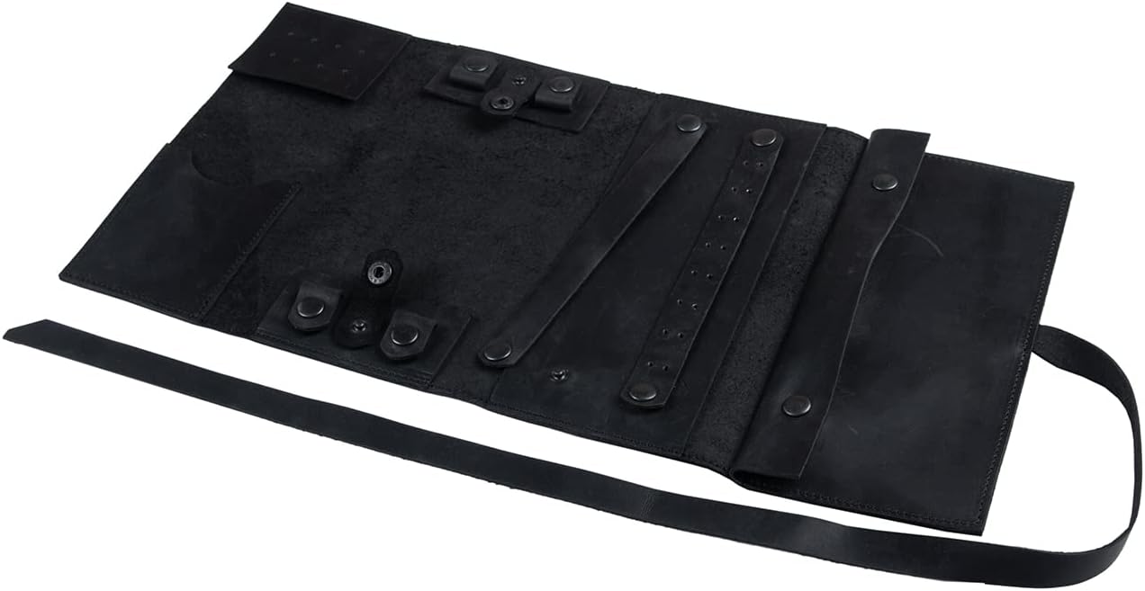 Jewelry Leather Organizer. Mothers Day Leather Organizer. Jewelry Roll. Jewelry Holder. Travel Jewelry Case. Birthday, ChristmasGift. (Black)