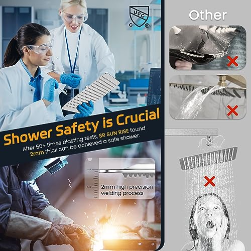 Sr Sun Rise SRSH-F5043 Bathroom Luxury Rain Mixer Combo Set Wall Mounted Rainfall Shower Head System Polished Chrome thumb #3