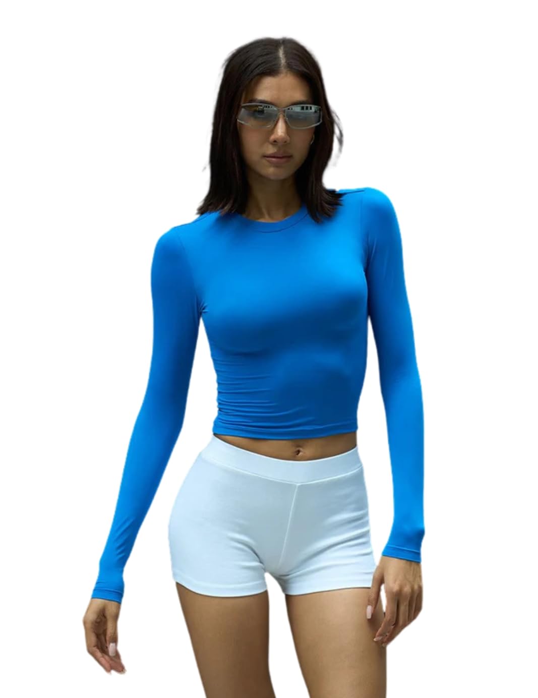 Bonkers Corner Royal Blue Full Sleeves Polyamide Top in blue