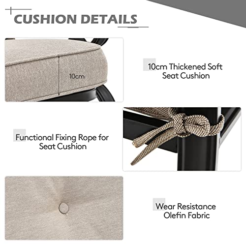 COSTWAY Outdoor Loveseat Bench, 2-Seater Garden Furniture Set with Coffee Table and Cushions, Metal Frame Patio Sofa Table Set for Balcony Backyard Lawn Poolside (Beige) - Image 2