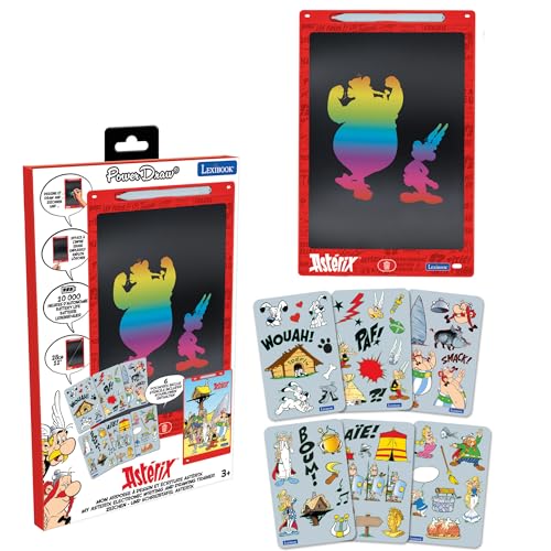 Lexibook, Astérix, Pizarra mágica, Juguete de Manualidades niños, Dibujos Multicolores, Pantalla de 28 cm, Incluye 1 lápiz óptico y 6 Plantillas (CRT10AX)