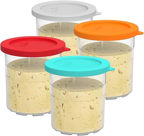 Recipientes de repuesto para Ninja Creami Deluxe Pints y tapa de silicona, compatible con NC500, serie NC501 Deluxe Ice Cream Maker con libro