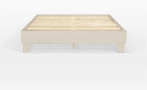Miniatura 6 de eLuxurySupply Marco de cama de plataforma de madera, tamaño individual XL, color blanco, perfil bajo, no necesita somier, fácil montaje, estilo
